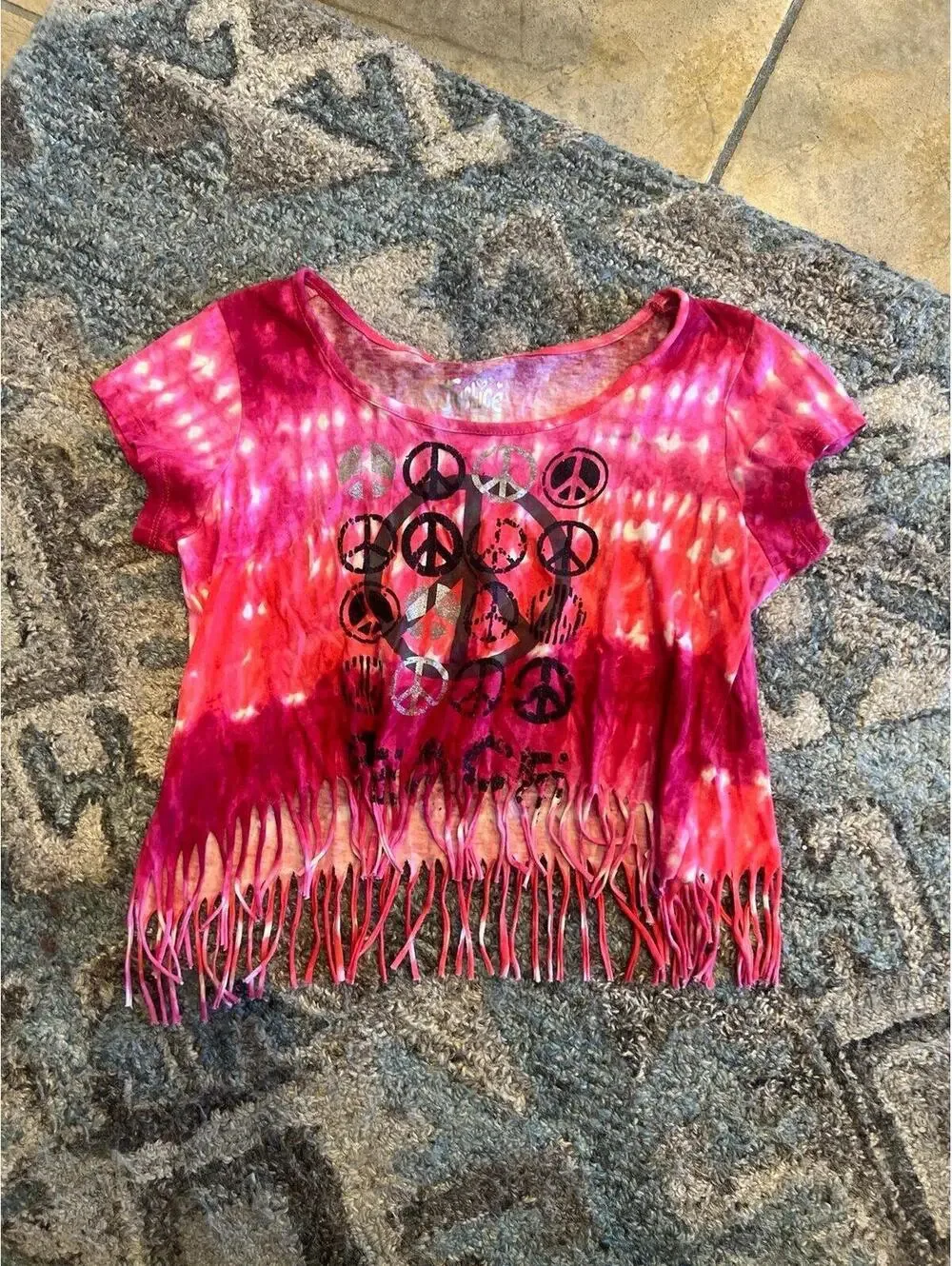 Justice Kids fringe tie dye shirt